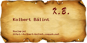 Kolbert Bálint névjegykártya