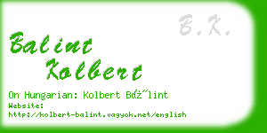 balint kolbert business card